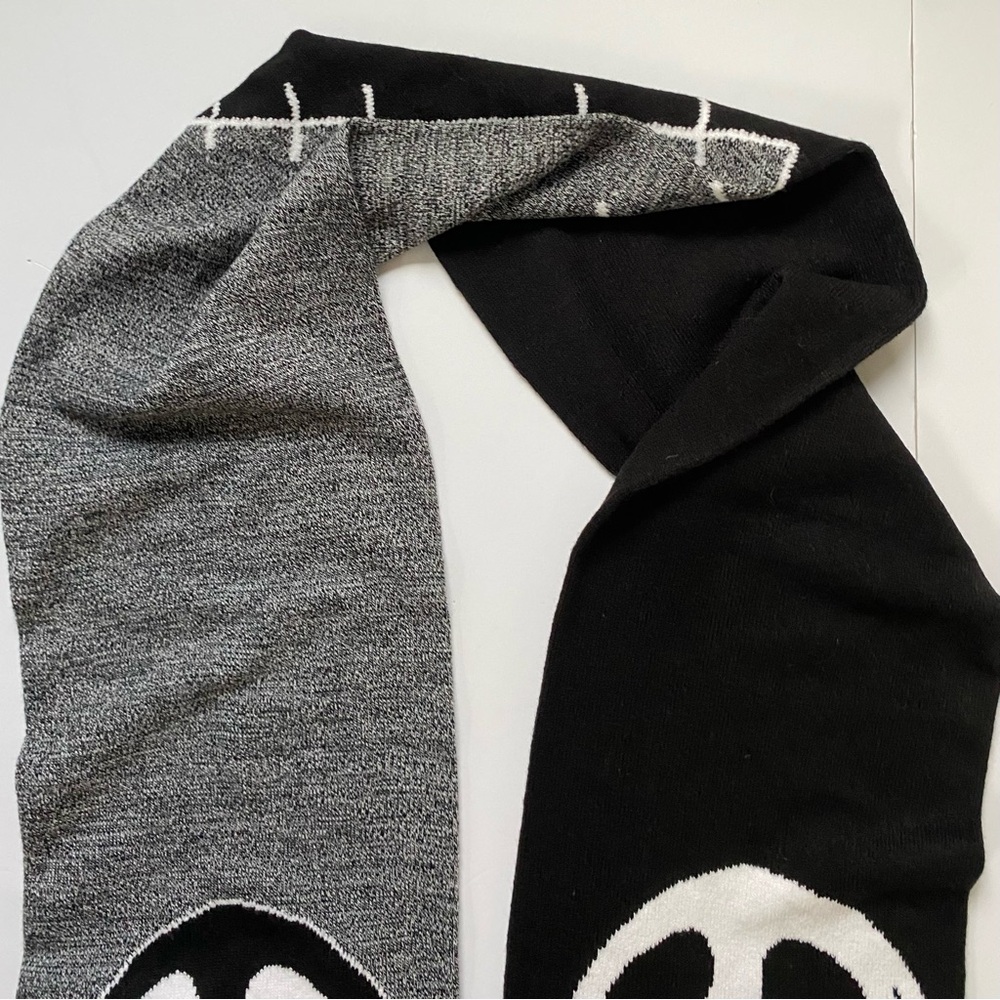 Nightmare Before Christmas Scarf Disney Jack Skellington 67” Black Gray Fringe - Picture 3 of 16